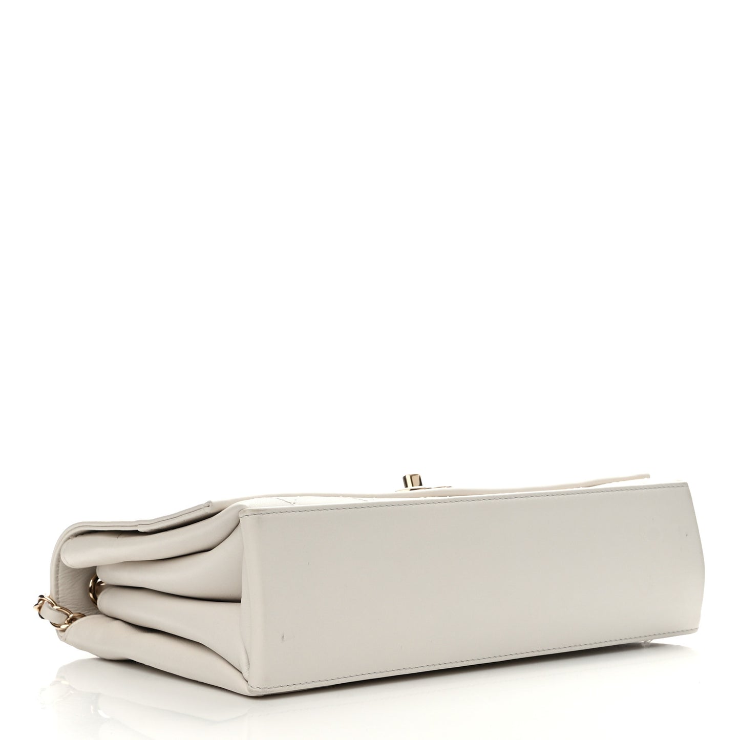 Calfskin Stitched Large Flap White