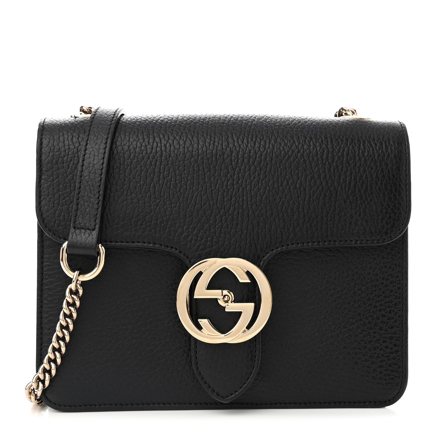 Gucci Dollar Calfskin Small Interlocking G Shoulder Bag Black 1 of 22
