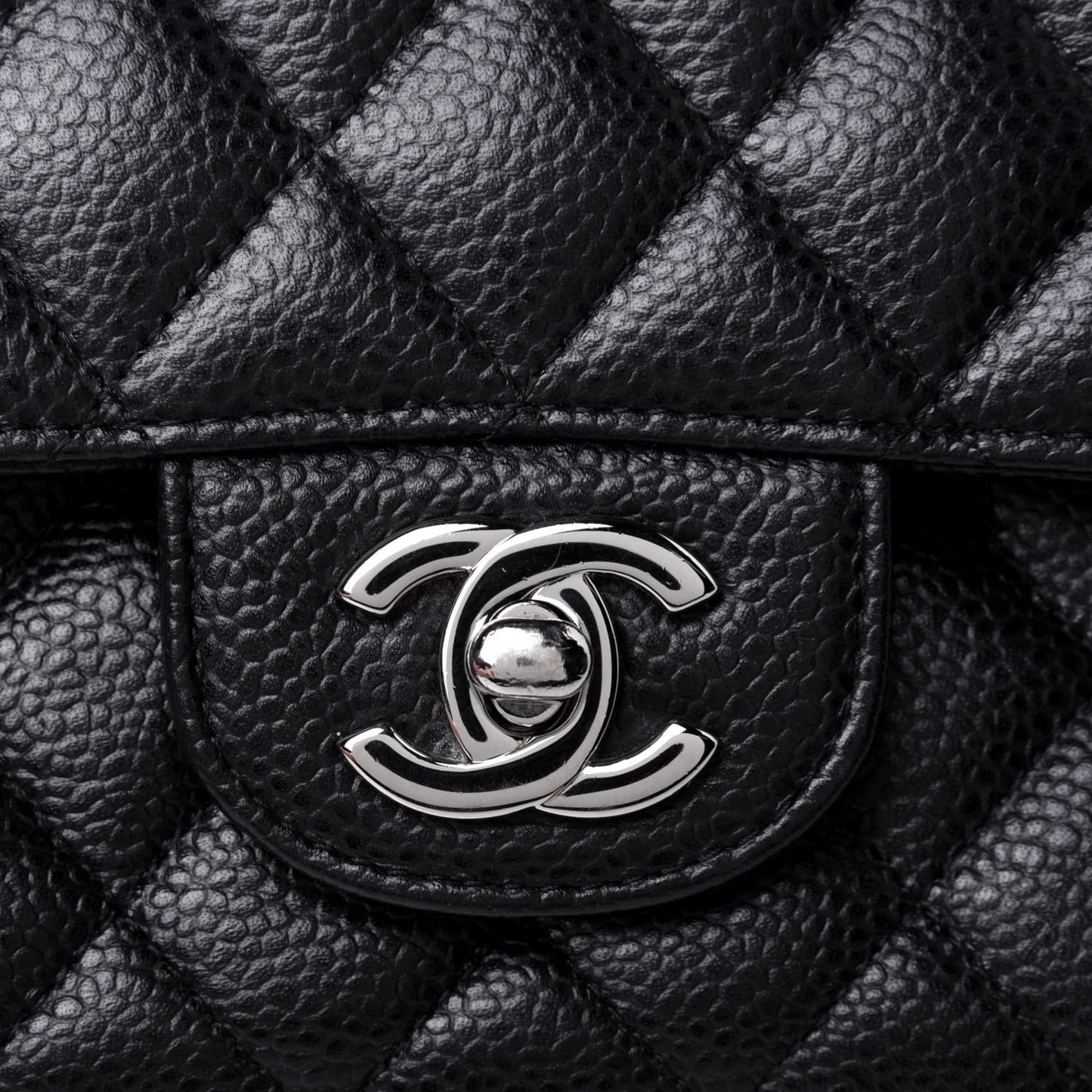 Caviar Quilted Medium Double Flap Black