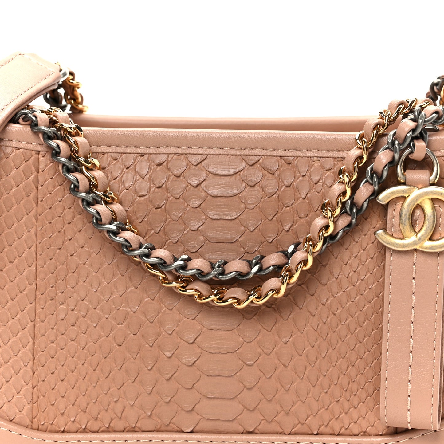Snakeskin Small Gabrielle Hobo Pink