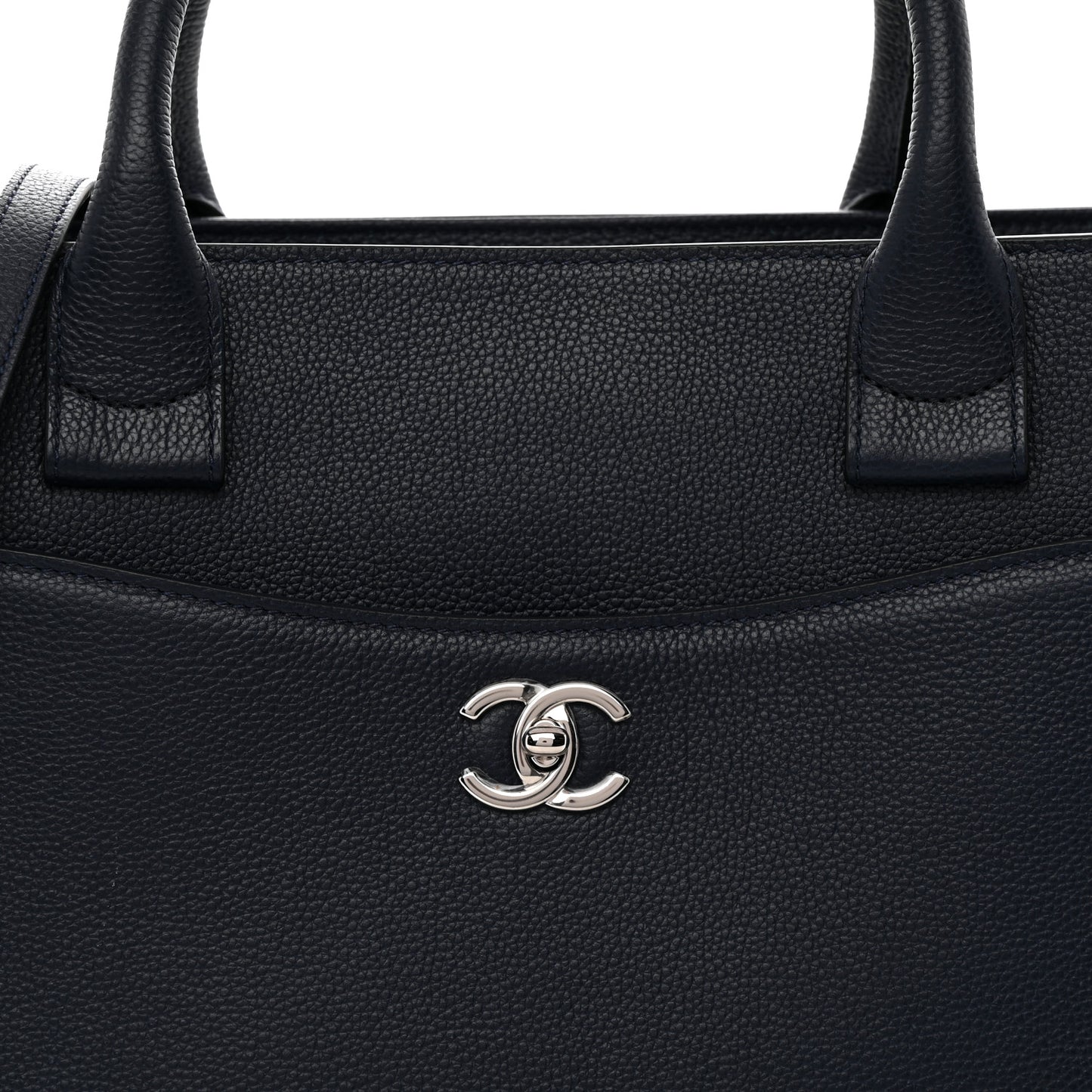 Grained Calfskin Medium Neo Executive Shopper Tote Dark Blue