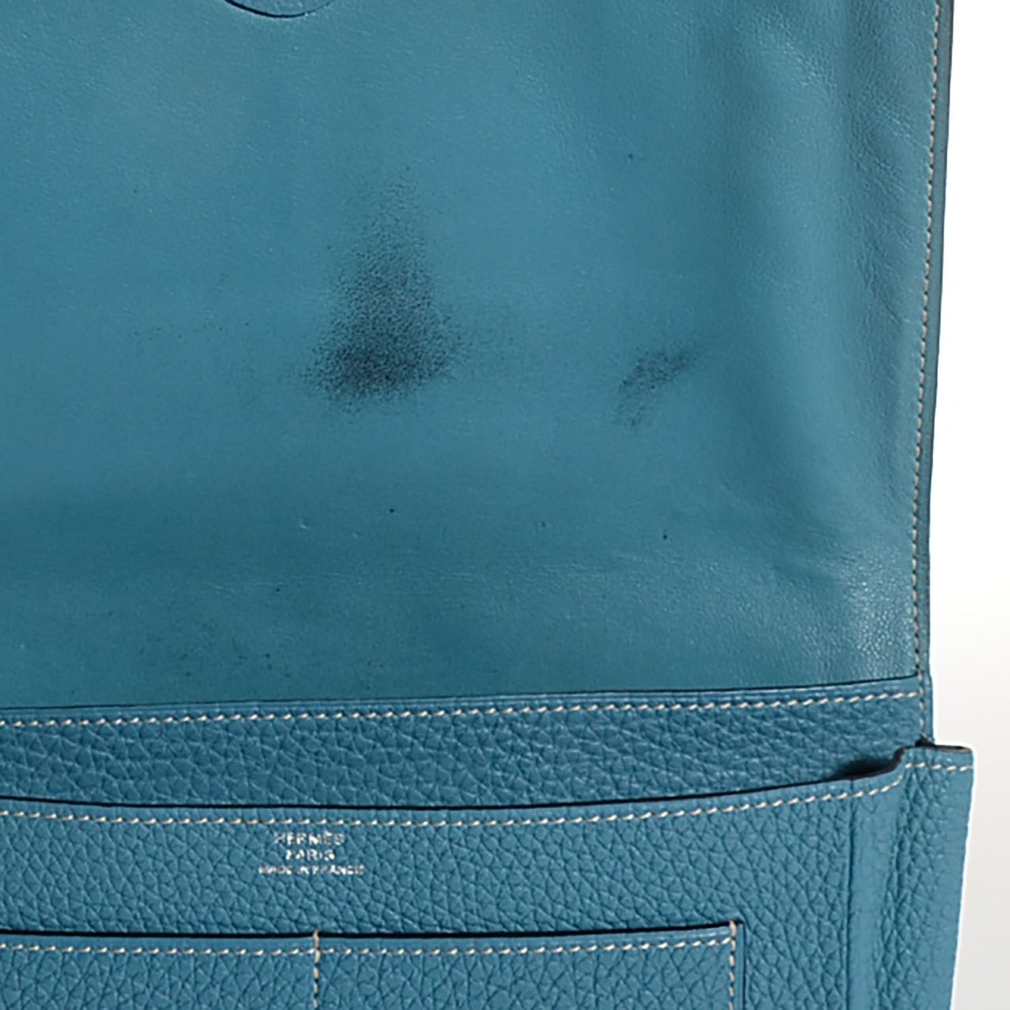 Taurillon Clemence Dogon Duo Wallet Blue Jean