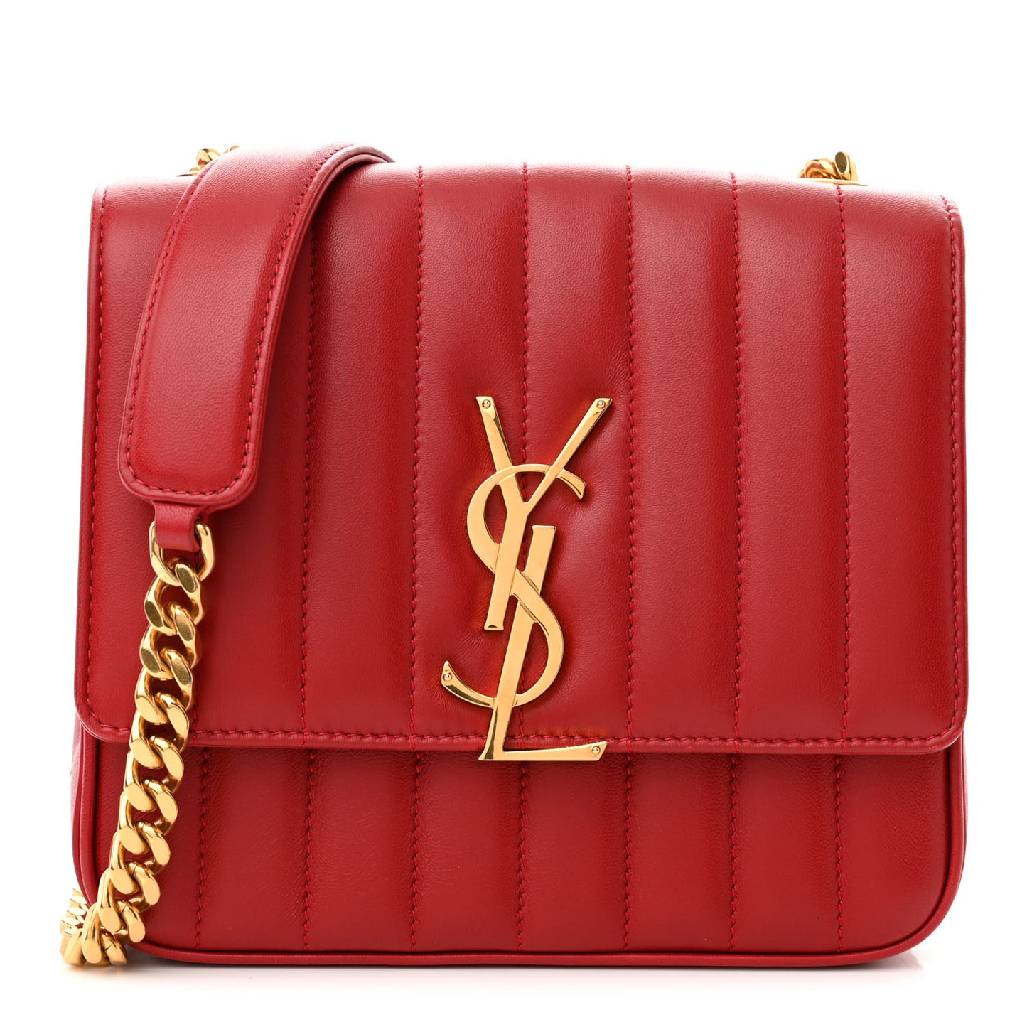 Lambskin Matelasse Monogram Medium Vicky Chain Bag Rouge Eros