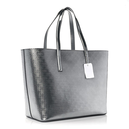 Givenchy Metallic Calfskin Logo Embossed Wing Shopper Tote Silver 4 of 16