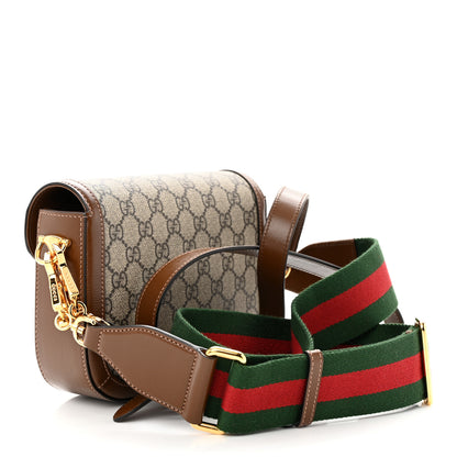 Gucci GG Supreme Monogram Azalea Calfskin Web Mini Horsebit 1955 Shoulder Bag Beige Ebony Brown Sugar 3 of 11