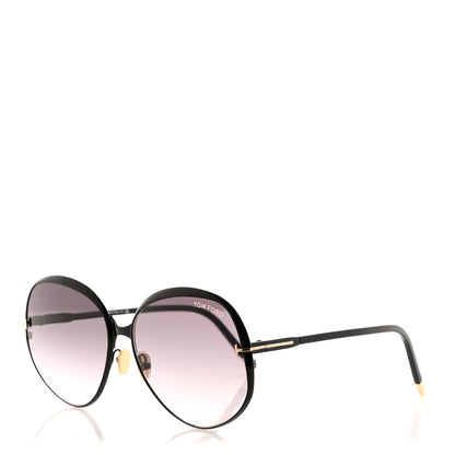 Tom Ford Yvette Round Metal Sunglasses TF913 Black 1 of 8