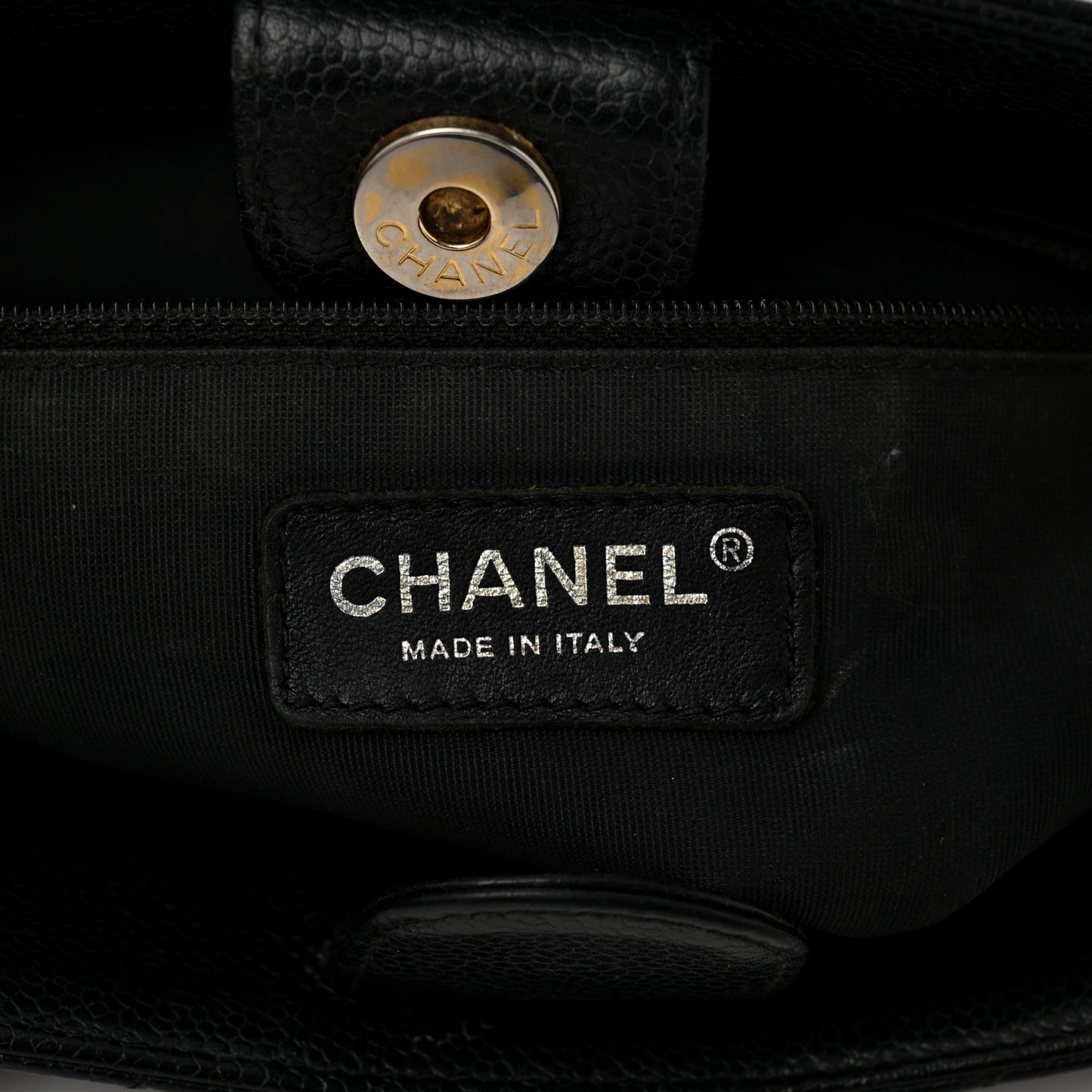 Caviar Quilted Petit Shopping Tote PST Black