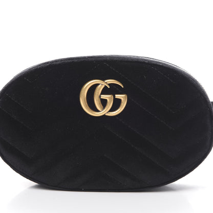 Gucci Velvet Matelasse GG Marmont Belt Bag 75 30 Black 7 of 12