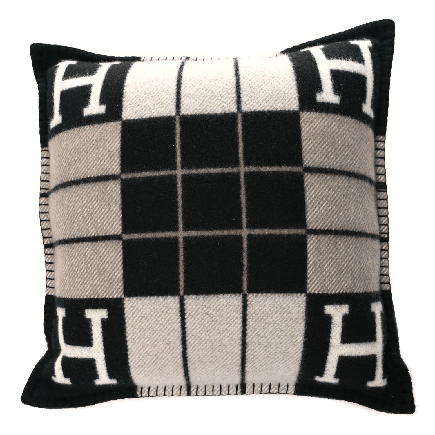 Hermes Wool Cashmere Avalon III Pillow PM Ecru Black 2 of 3