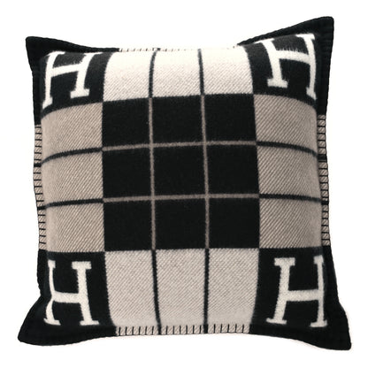 Hermes Wool Cashmere Avalon III Pillow PM Ecru Black 2 of 3