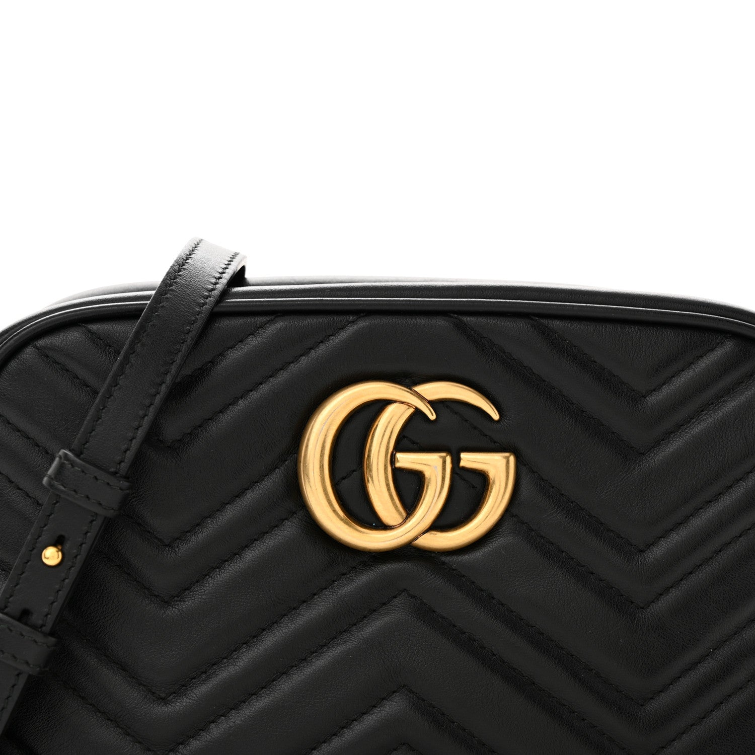 Gucci Calfskin Matelasse Small GG Marmont Chain Shoulder Bag Black 8 of 13