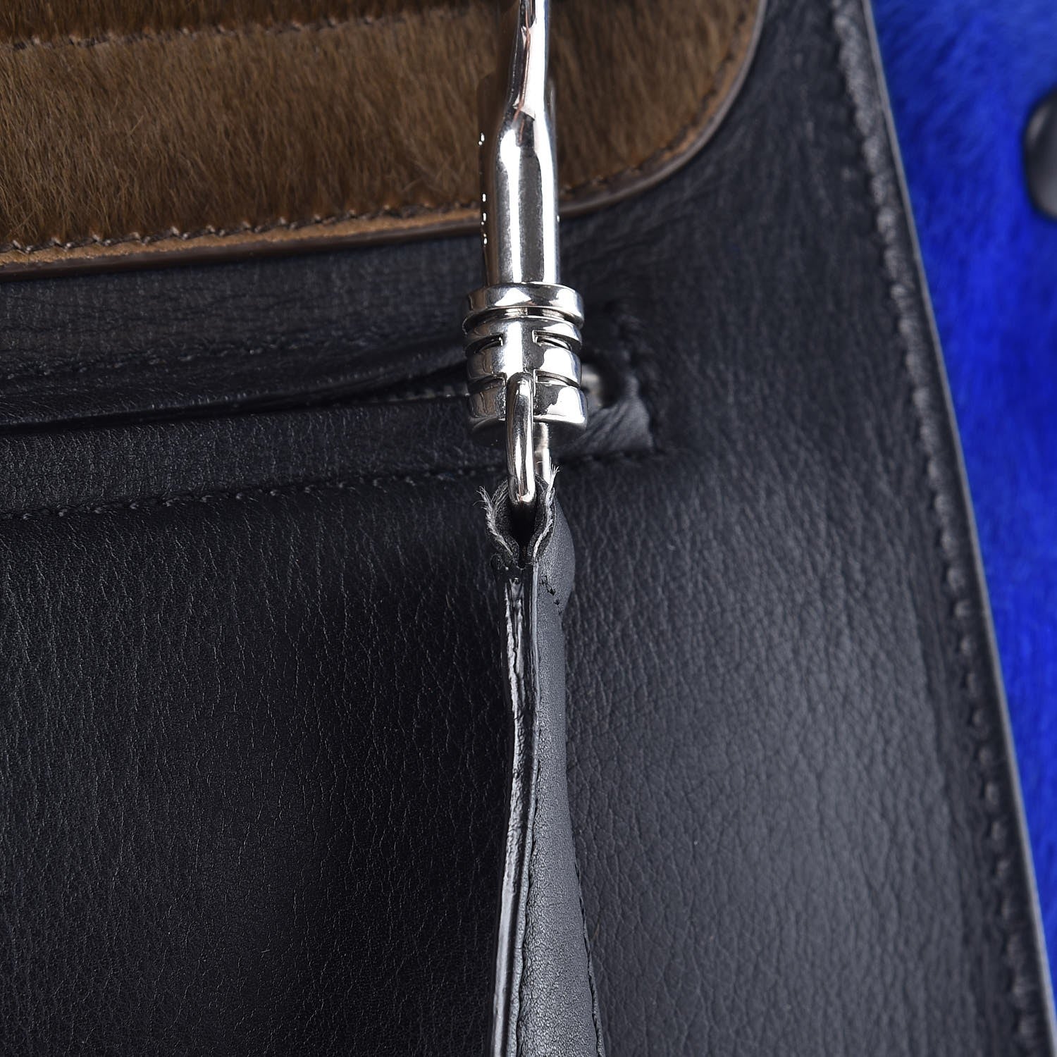 Celine Pony Hair Smooth Calfskin Tri-color Medium Trapeze Cobalt 16 of 17