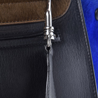 Celine Pony Hair Smooth Calfskin Tri-color Medium Trapeze Cobalt 16 of 17