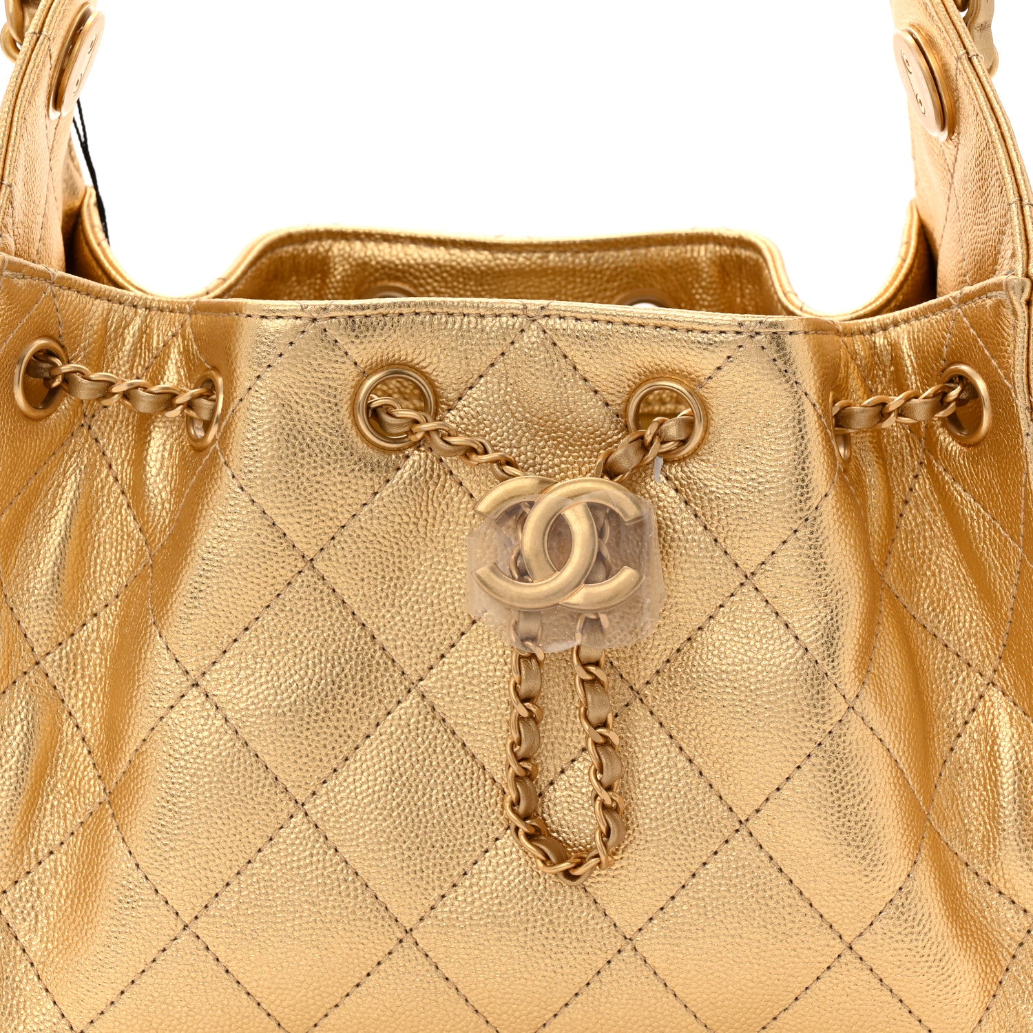 Chanel Metallic Caviar Quilted Mini Chanel 25 Handbag Gold 1776023