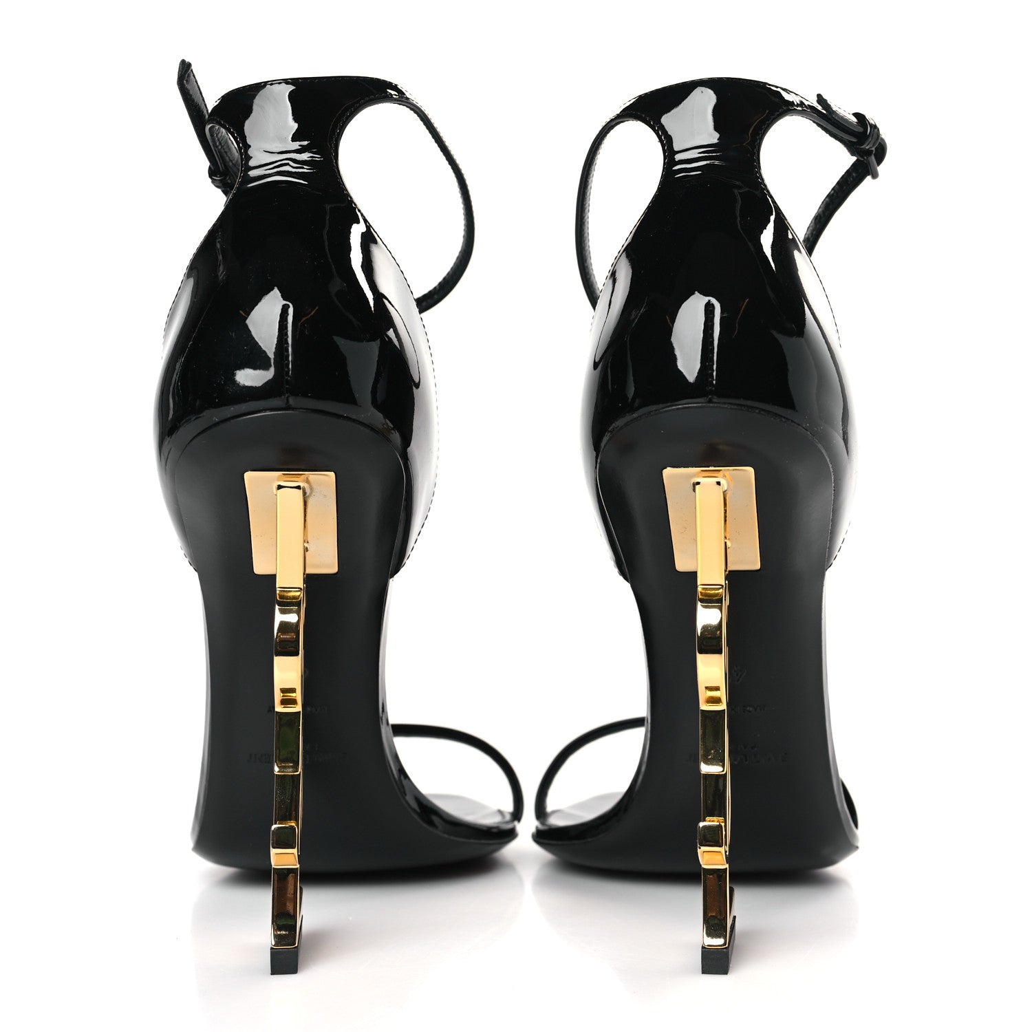 Saint Laurent Patent Calfskin Opyum 110 Sandals 41 Black Gold 5 of 9
