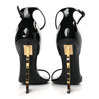 Saint Laurent Patent Calfskin Opyum 110 Sandals 41 Black Gold 5 of 9