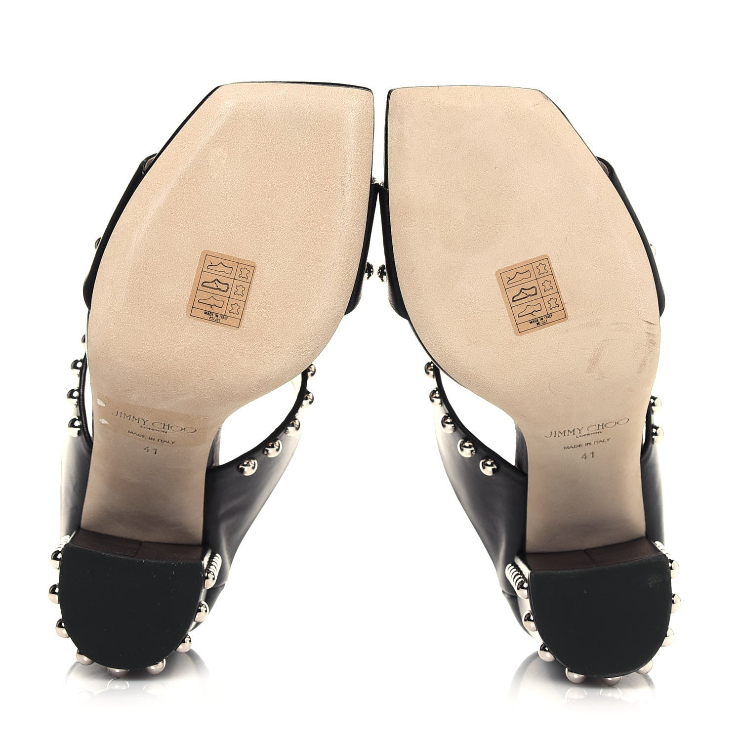 Jimmy Choo Calfskin Matty 85 Studded Mule Sandals 41 Black 5 of 8