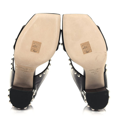 Jimmy Choo Calfskin Matty 85 Studded Mule Sandals 41 Black 5 of 8