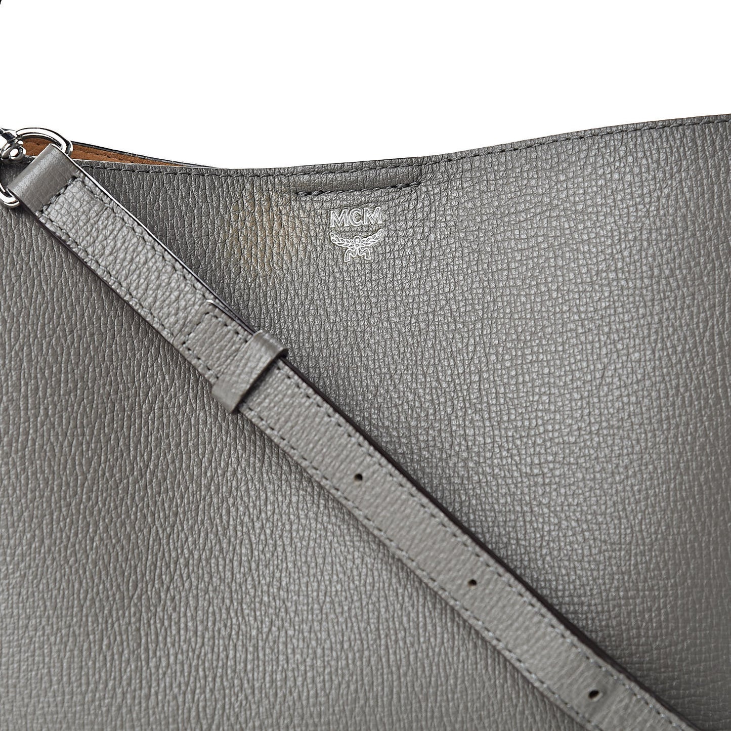 Grained Calfskin Visetos Medium Sarah Hobo Grey