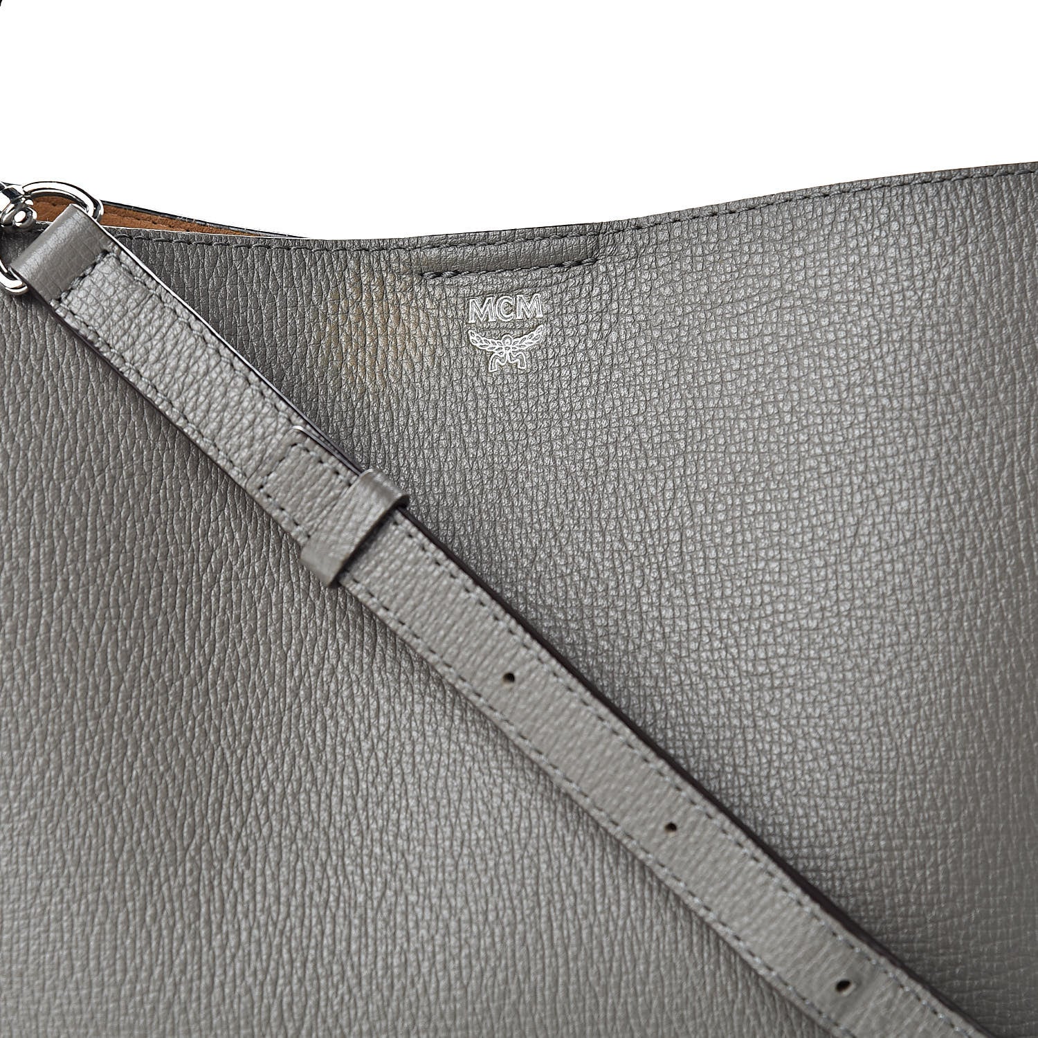 MCM Grained Calfskin Visetos Medium Sarah Hobo Grey 8 of 20