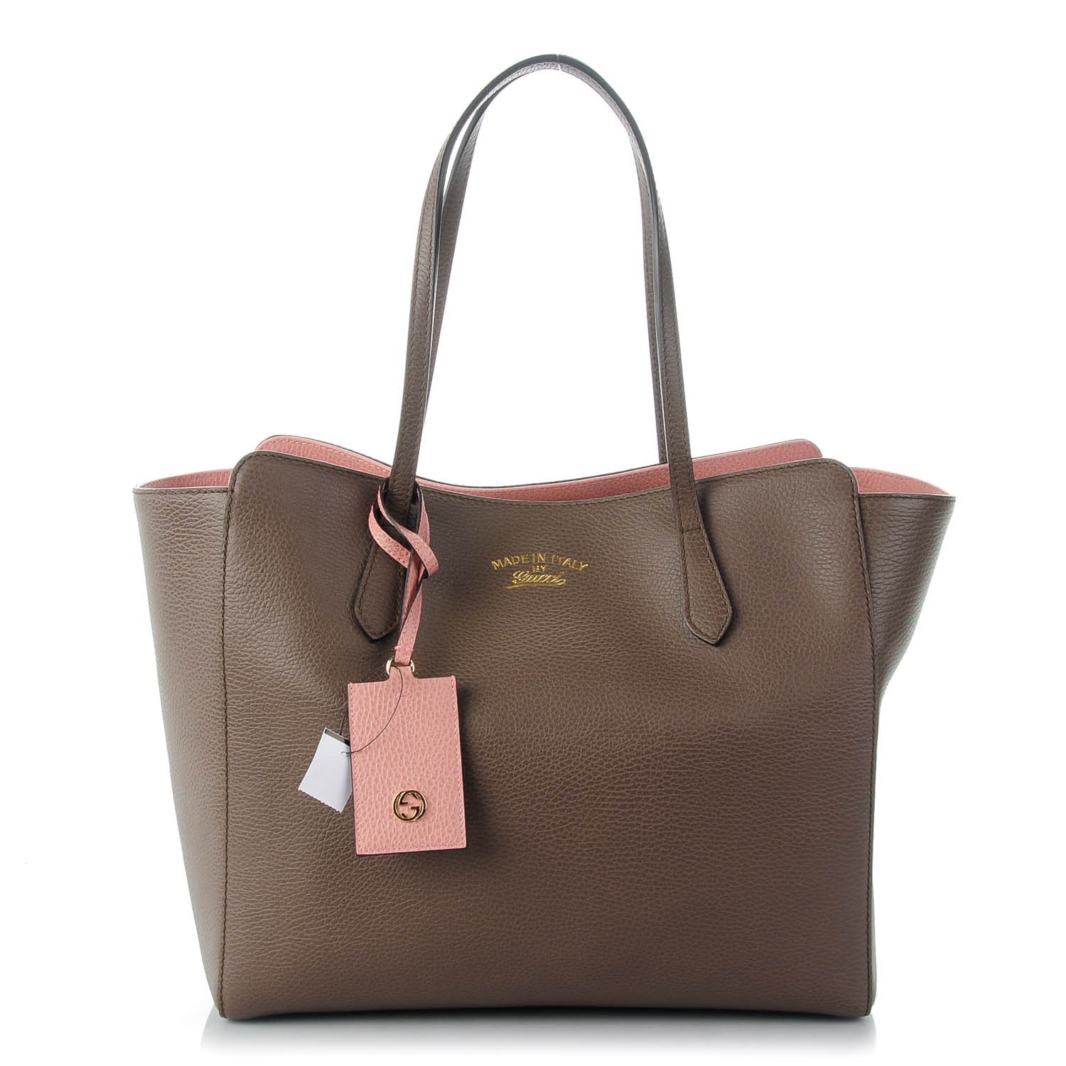 Gucci Dollar Calfskin Medium Swing Tote Grey Field Soft Pink 1 of 7