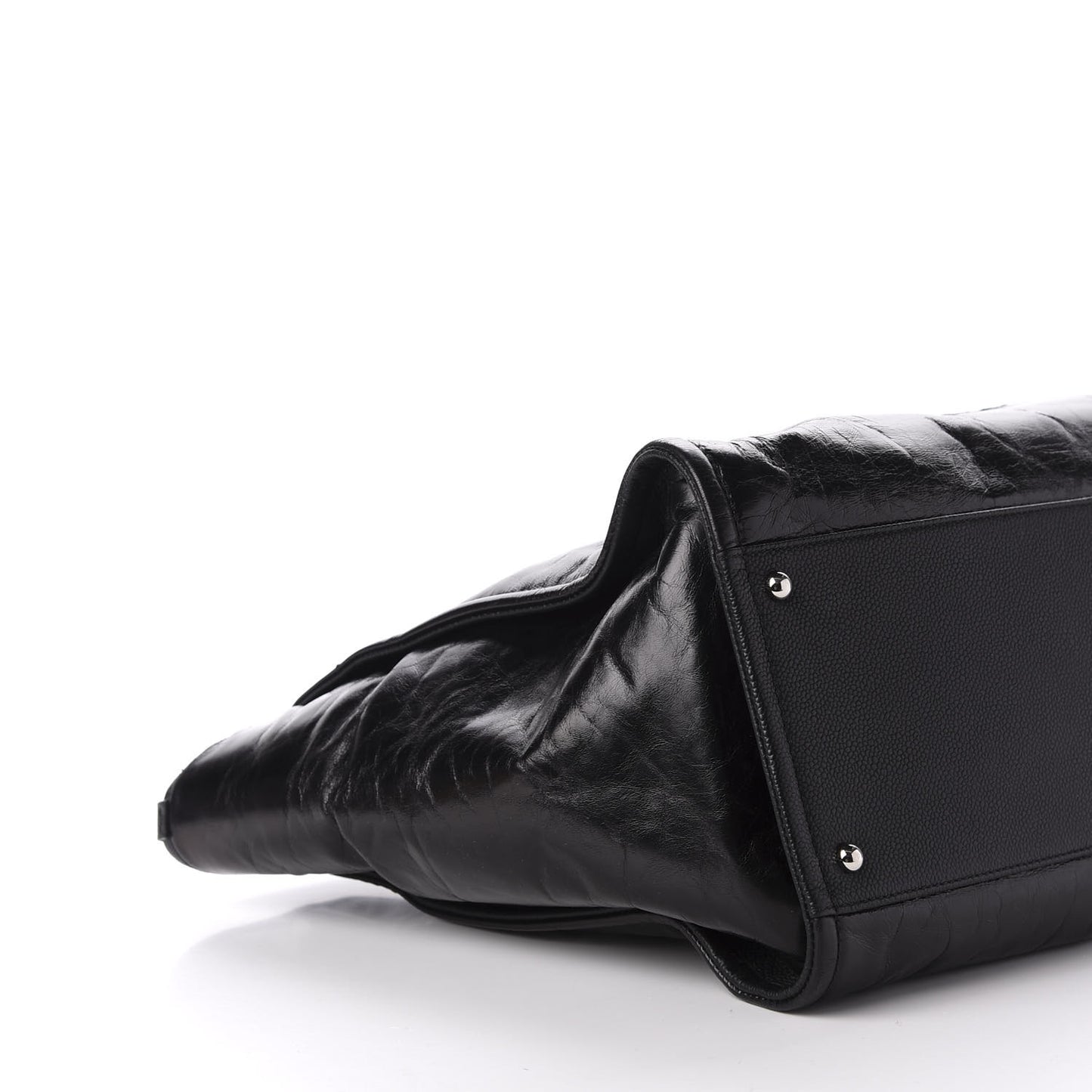 Glazed Calfskin Medium Deauville Tote Black