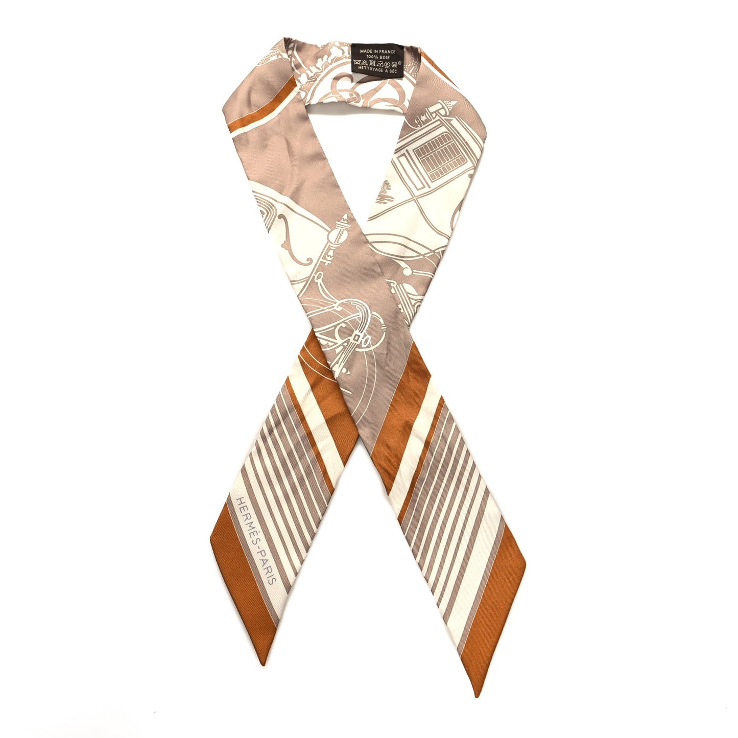 Silk Ex-Libris Twilly Beige White Caramel