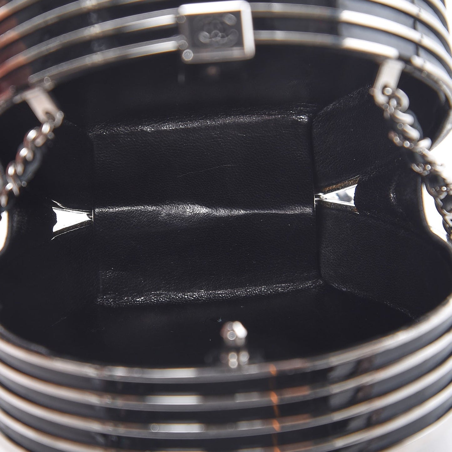 Enamel Resin Pillbox Minaudiere Black White