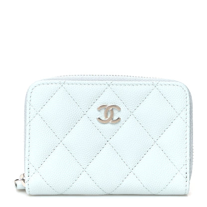 Chanel Caviar Quilted Zip Coin Purse Light Blue 1 of 9