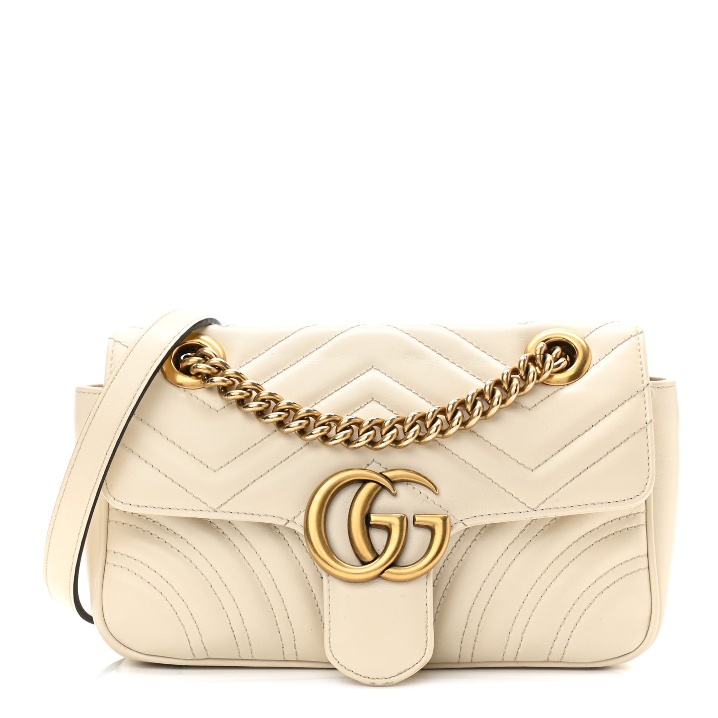 Calfskin Matelasse Mini GG Marmont Shoulder Bag White