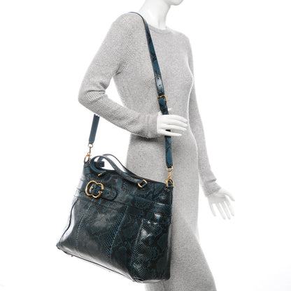 Gucci Python Large Ride Top Handle Bag Teal 2 of 7