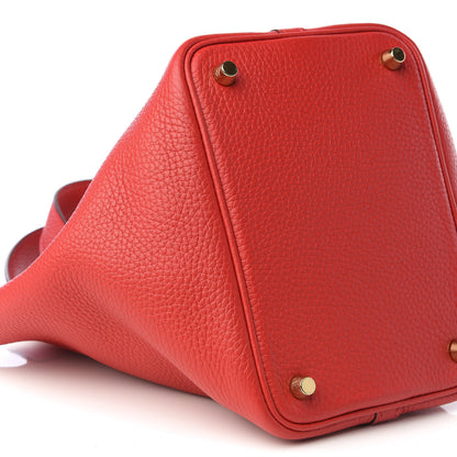 Hermes Taurillon Clemence Picotin Lock 18 PM Rouge Casaque 6 of 8
