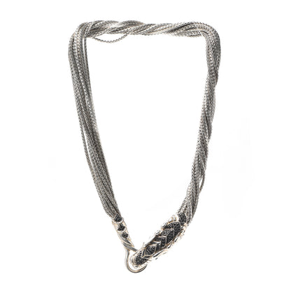 John Hardy Sterling Silver Black Spinel Sapphire Naga Dragon Multi Chain Necklace 3 of 5