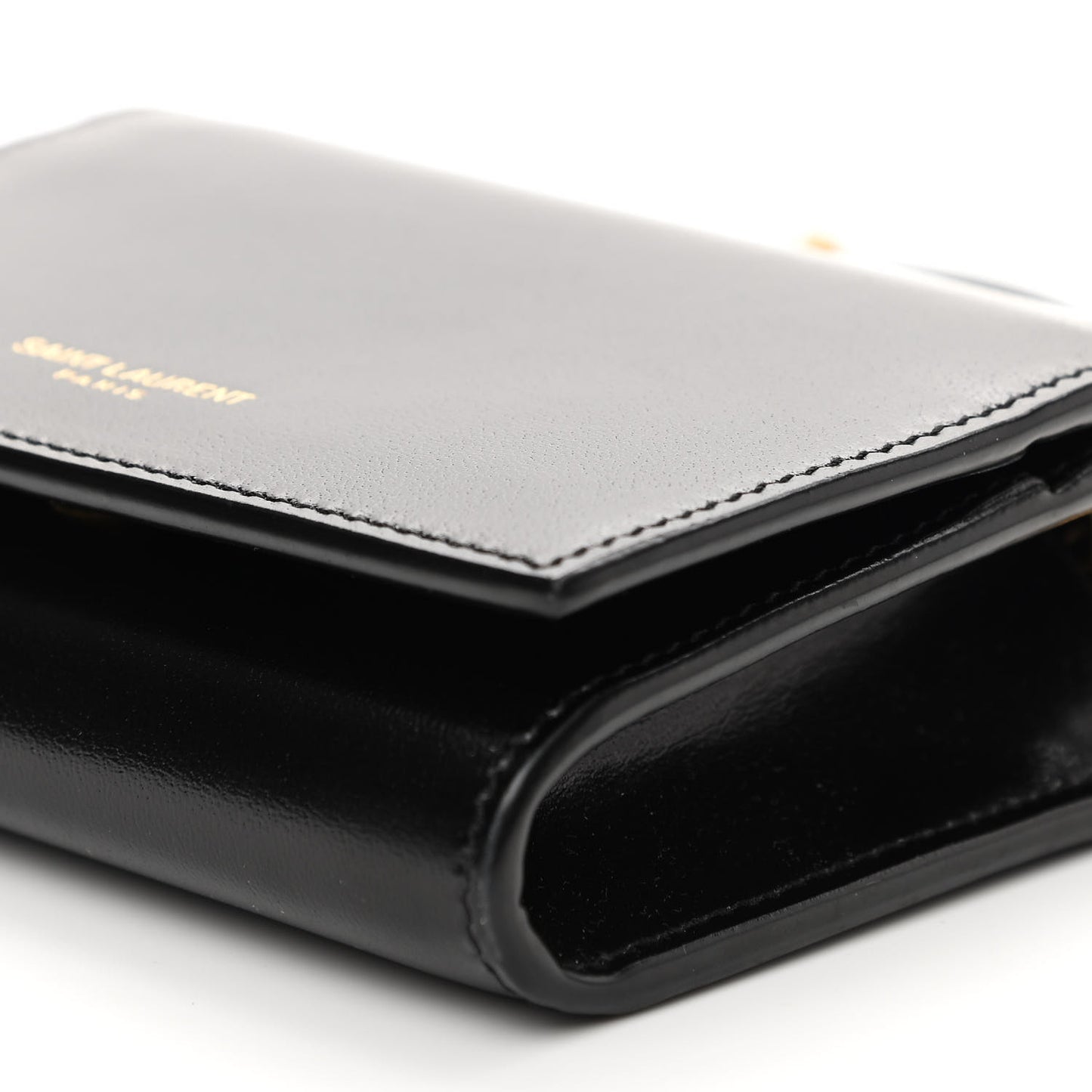 Calfskin Monogram Chain Card Case Black