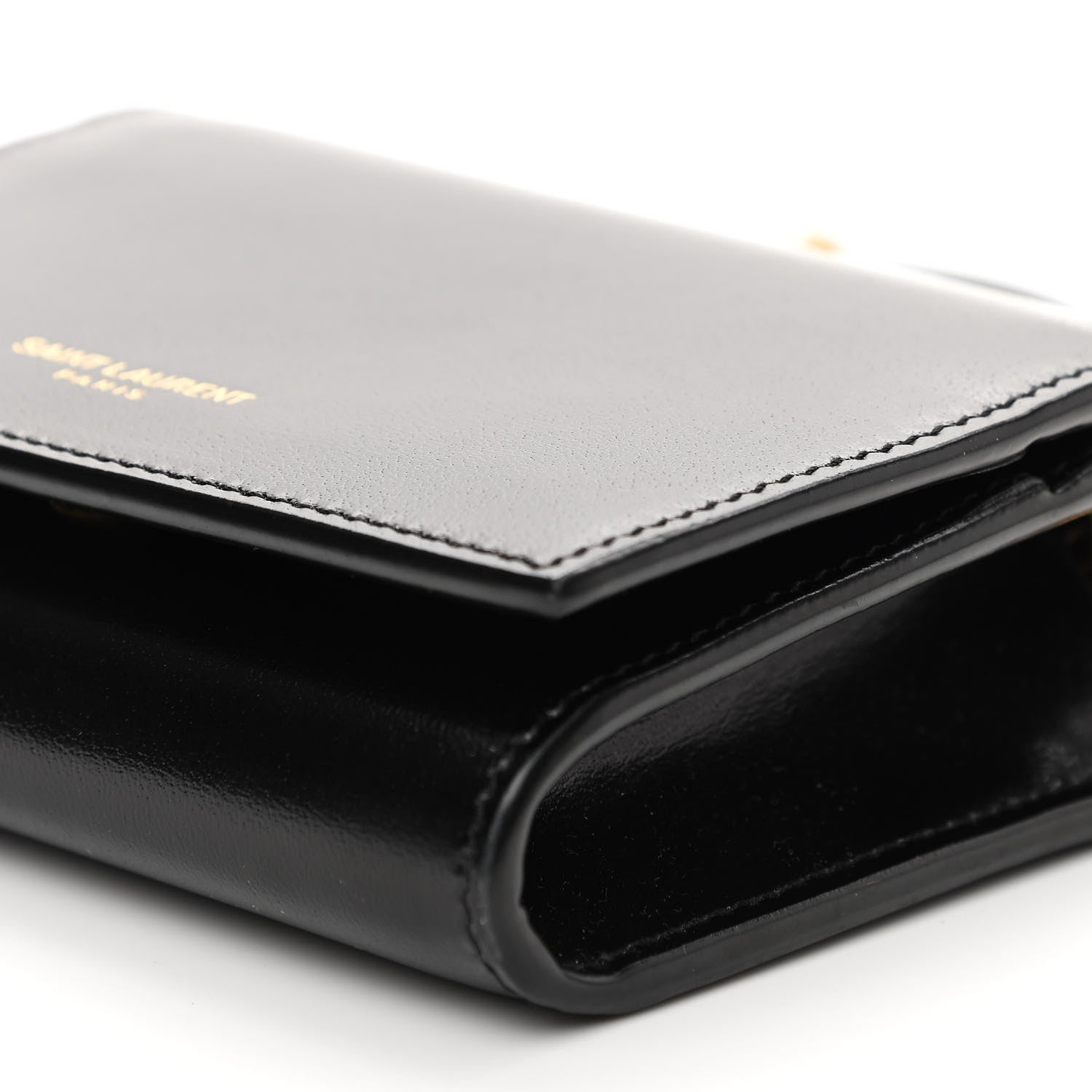 Saint Laurent Calfskin Monogram Chain Card Case Black 8 of 8