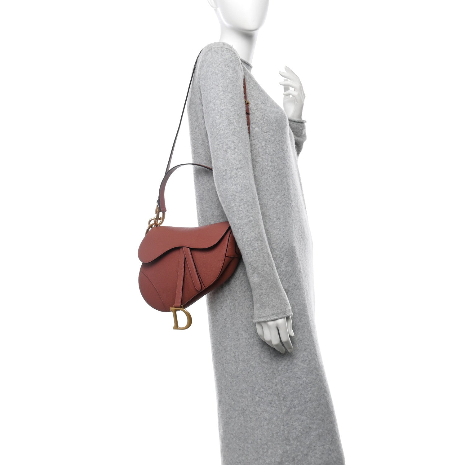 Christian Dior Grained Calfskin Saddle Bag With Strap Rust 2 of 10