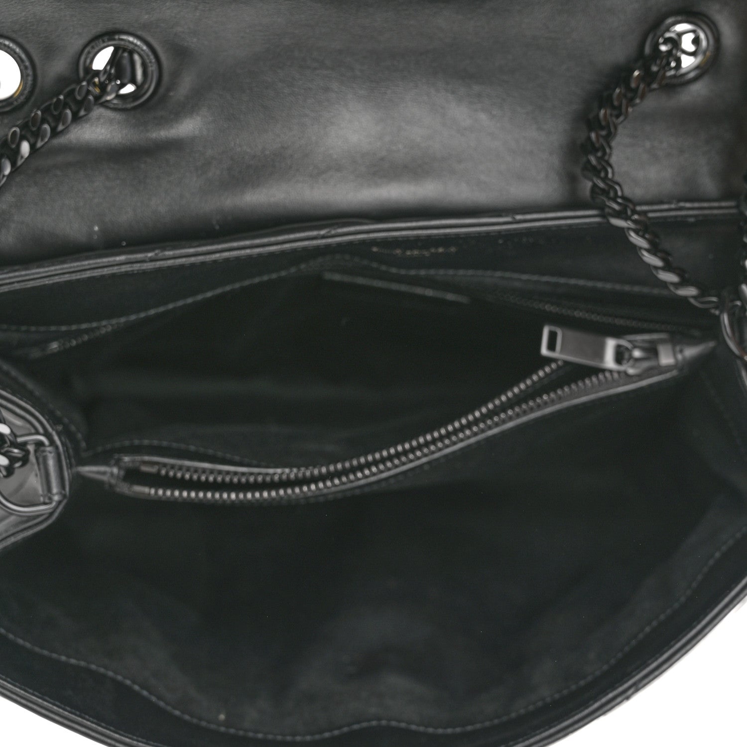 Saint Laurent Calfskin Y Quilted Monogram Monochrome Medium Loulou Chain Satchel Black 4 of 9