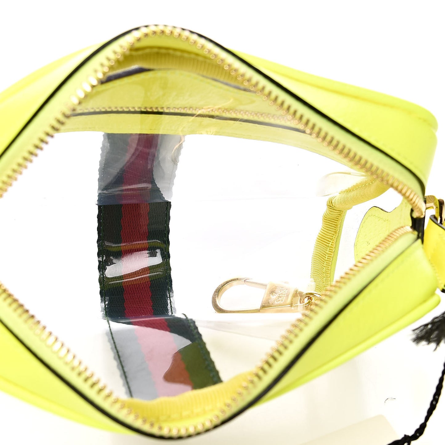 Vinyl Web Mini Ophidia Transparent Shoulder Bag Yellow Fluo