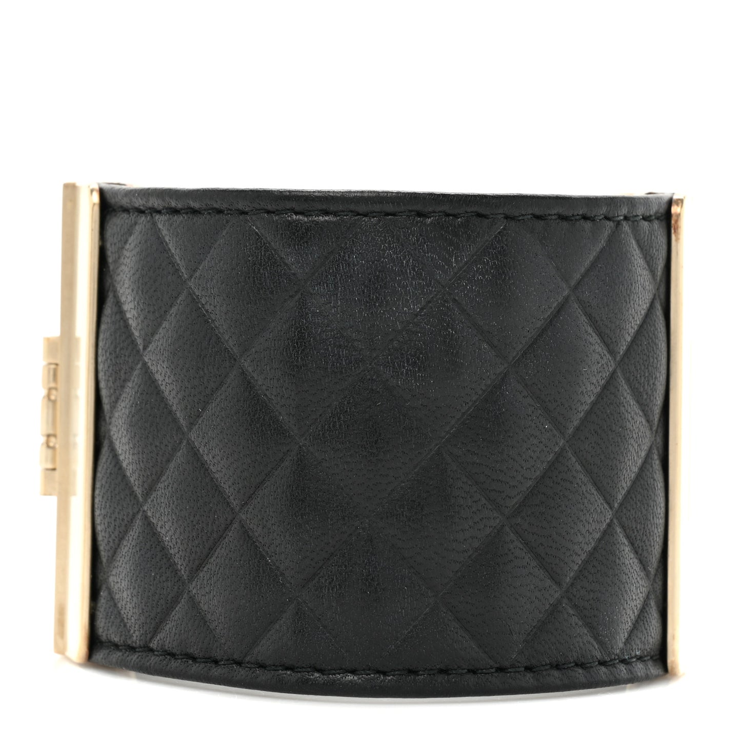 Calfskin Quilted CC Wide Cuff M Black