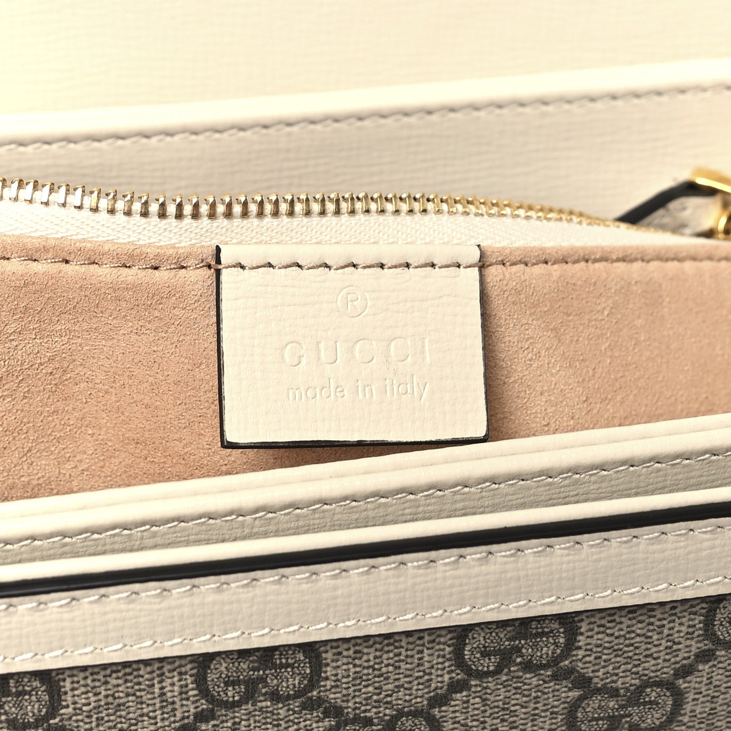 GG Supreme Monogram Horsebit 1955 Shoulder Bag Beige Mystic White