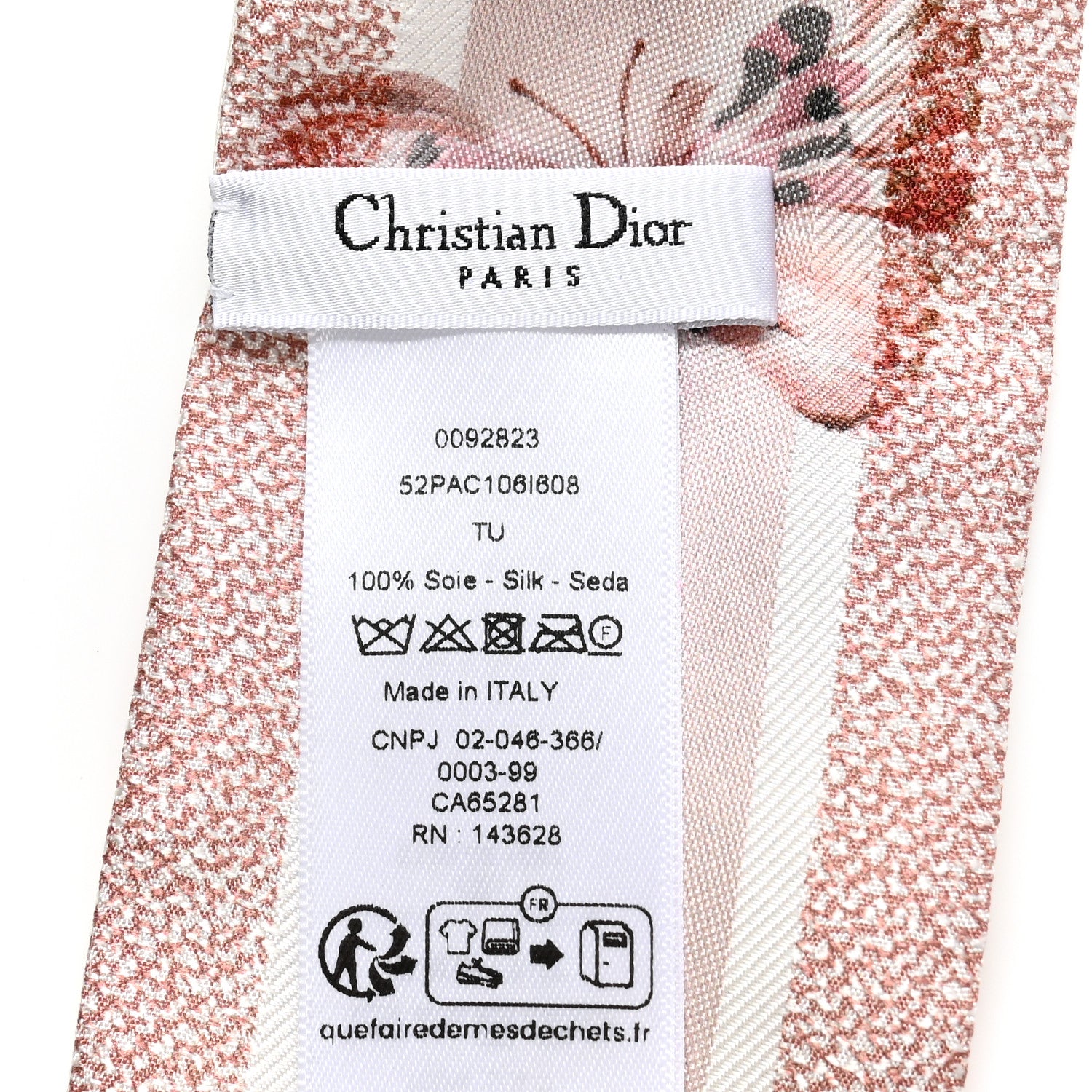 Christian Dior Silk Camo Papillon Mitzah Scarf Pink 1660393