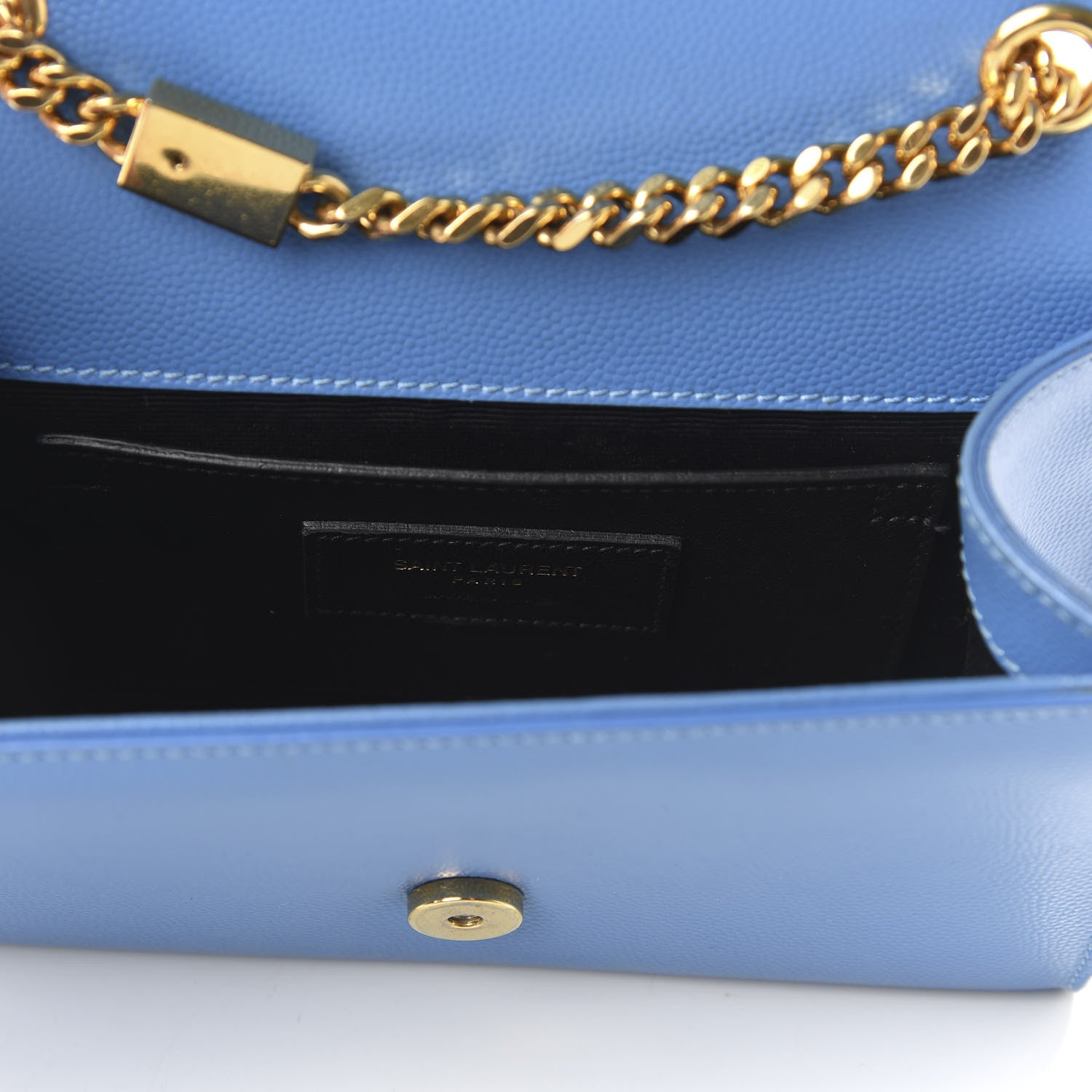 Saint Laurent Grain De Poudre Small Classic Monogram Kate Satchel Blue Clair 8 of 9