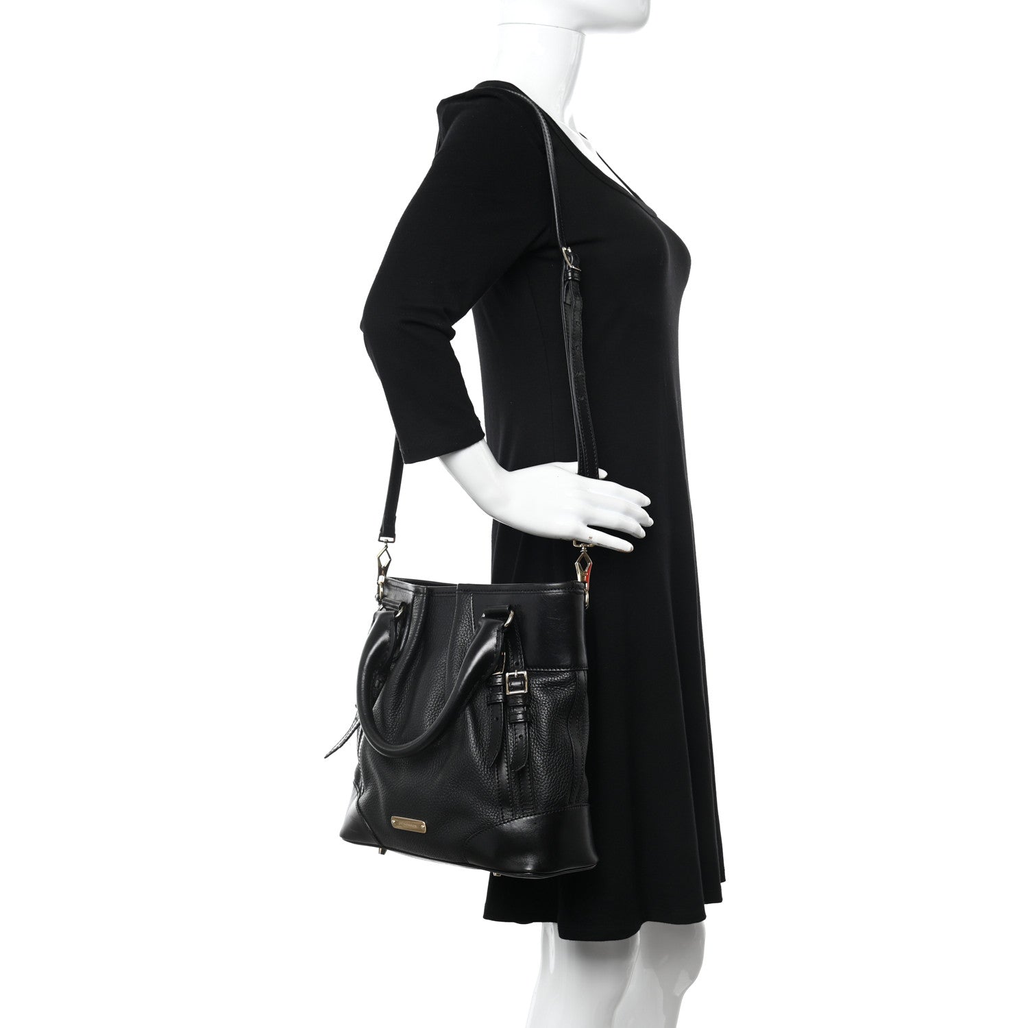 Burberry Calfskin Medium Whipstitch Tote Black 2 of 14