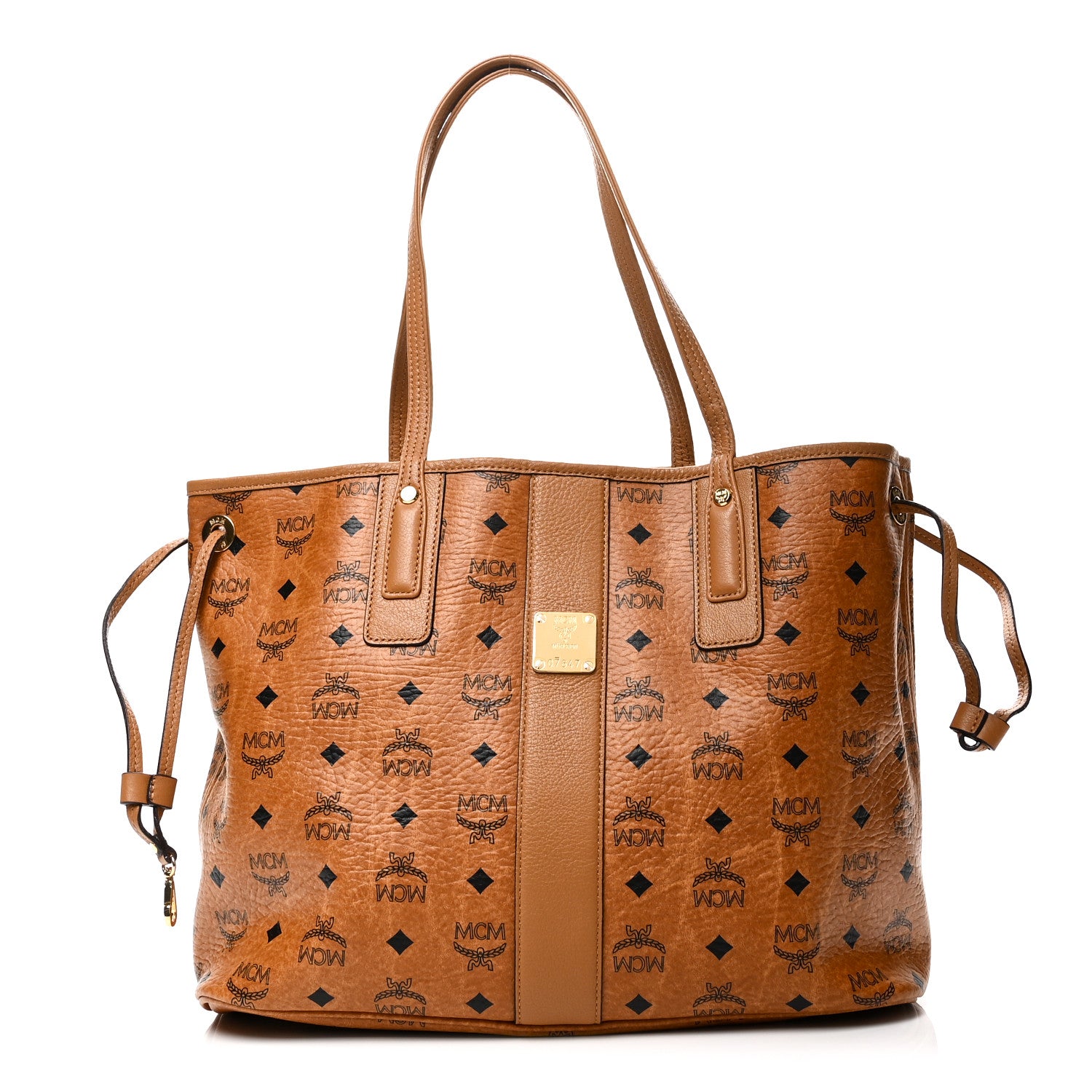 MCM Visetos Medium Liz Reversible Shopper Tote Cognac 1 of 14