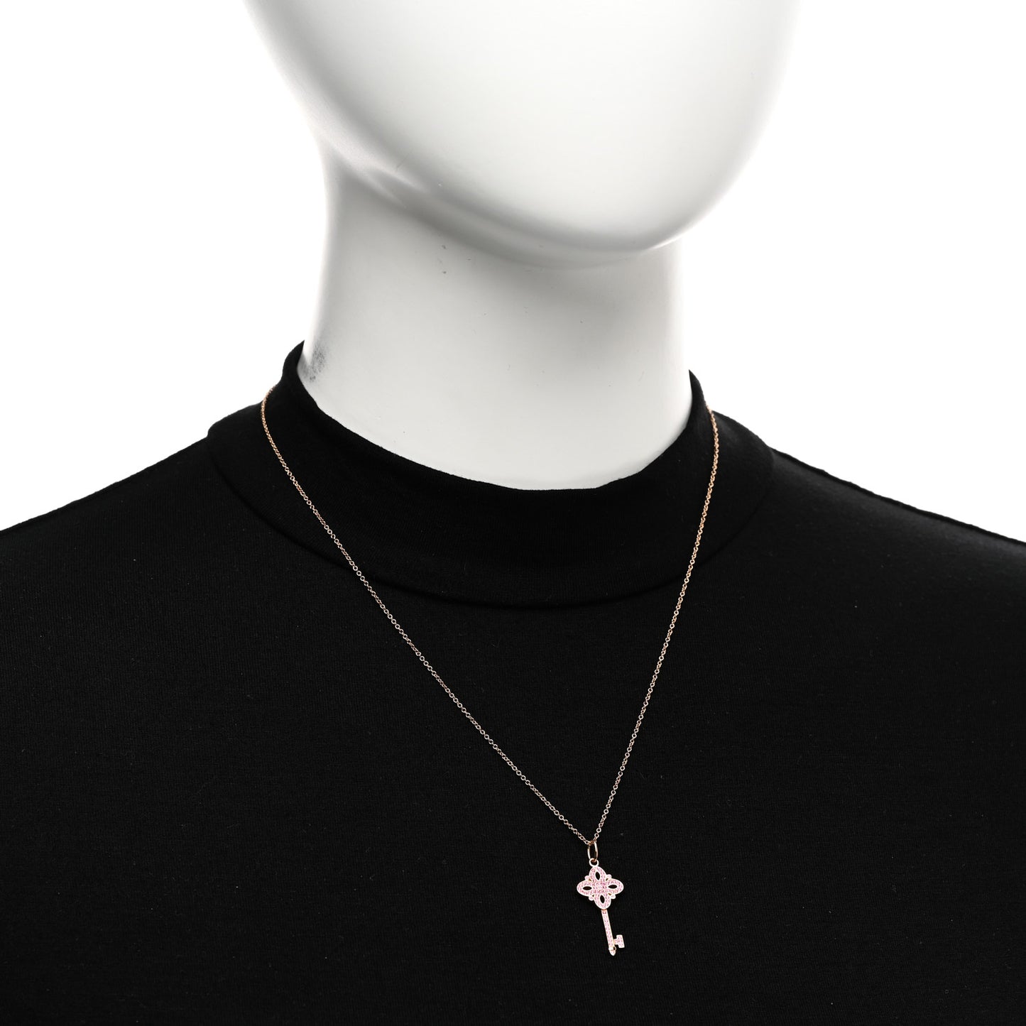 18K Rose Gold Pink Sapphire Mini Victoria Key Pendant Necklace