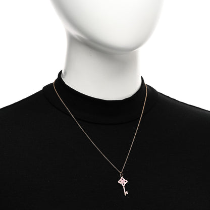 Tiffany 18K Rose Gold Pink Sapphire Mini Victoria Key Pendant Necklace 2 of 5