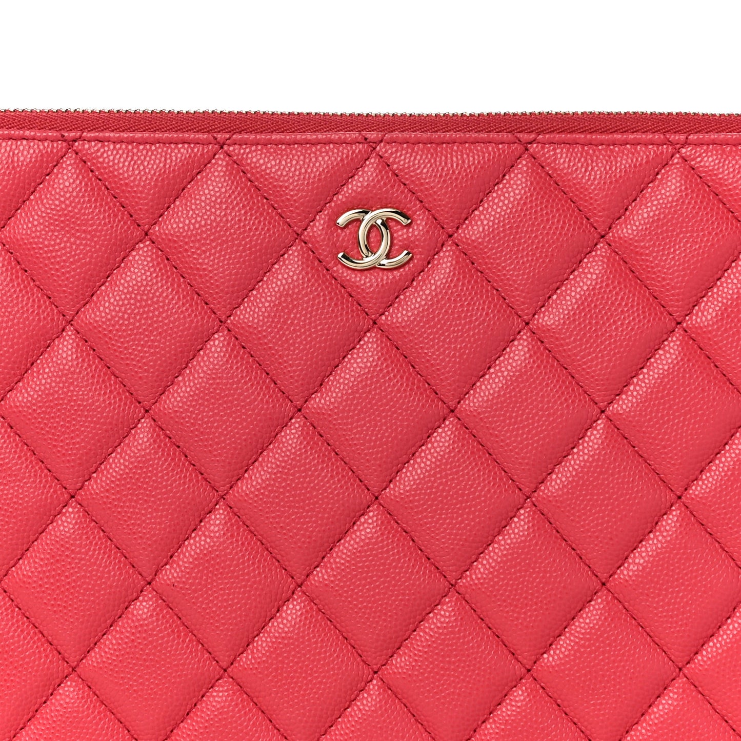Caviar Quilted Medium Cosmetic Case Dark Pink