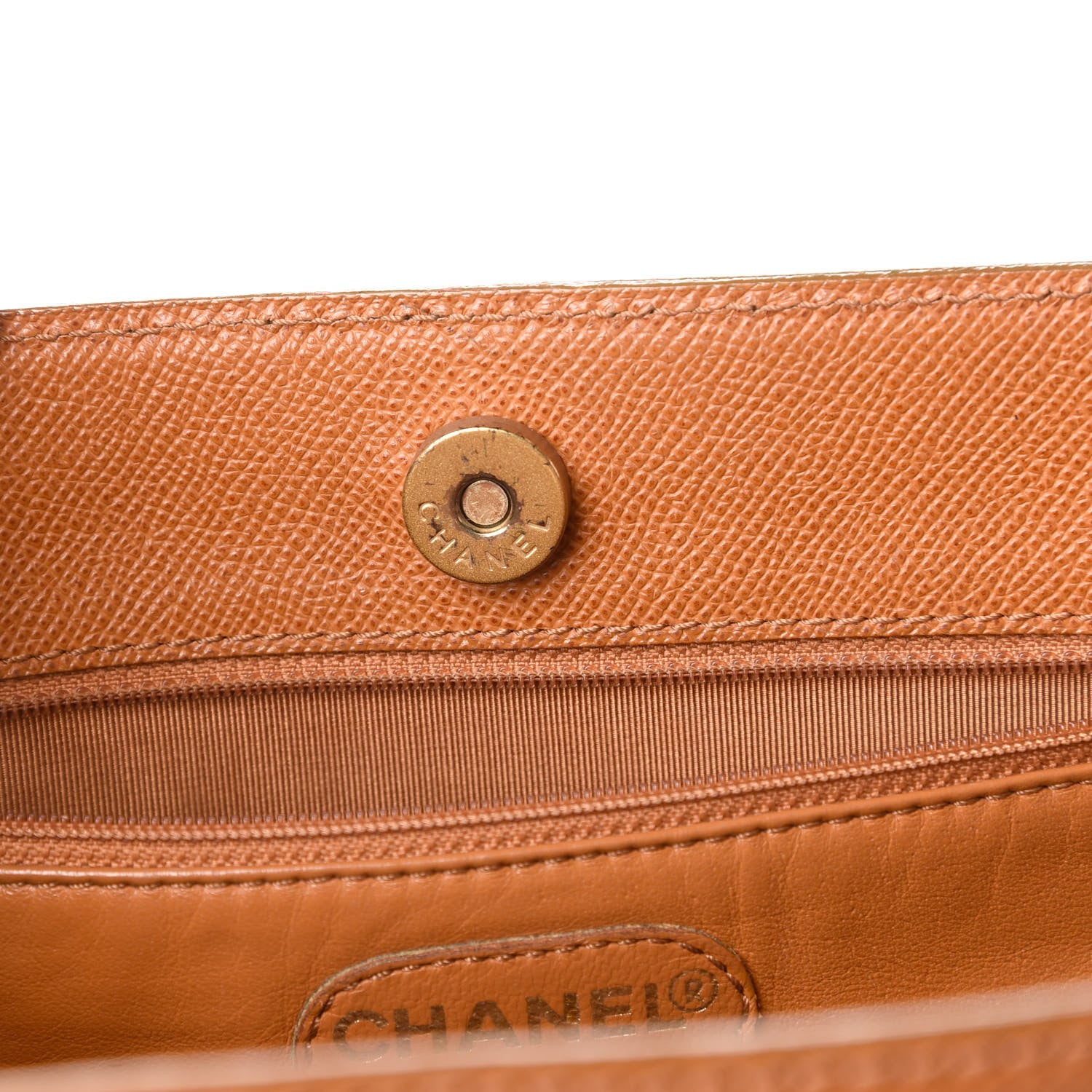 Chanel Caviar Logo Shoulder Bag Light Brown 11 of 12