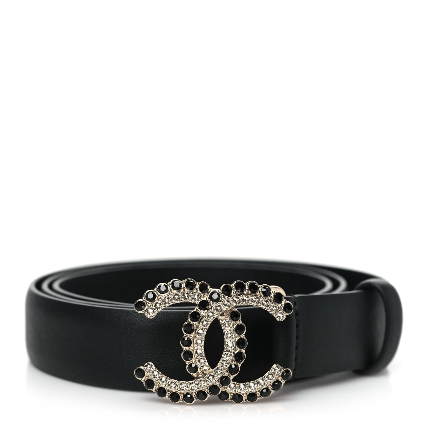 Calfskin Crystal CC Belt 85 34 Black