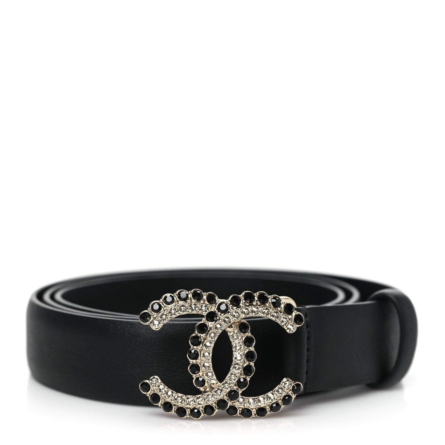 Chanel Calfskin Crystal CC Belt 85 34 Black 1 of 7